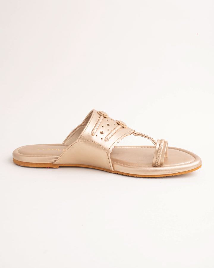 Jashn Rosegold Solid Kolha Flats 