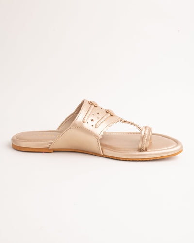 Jashn Rosegold Solid Kolha Flats 