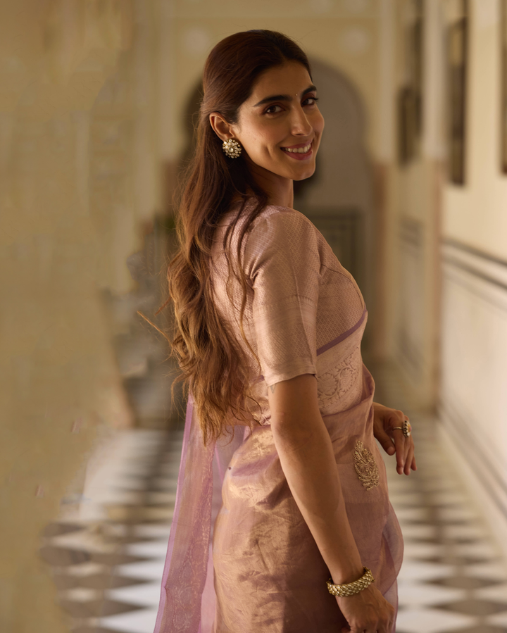 Prabha Purple Handcrafted Tissue Saree