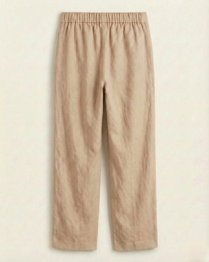 Ziva Beige Cotton Straight Pants