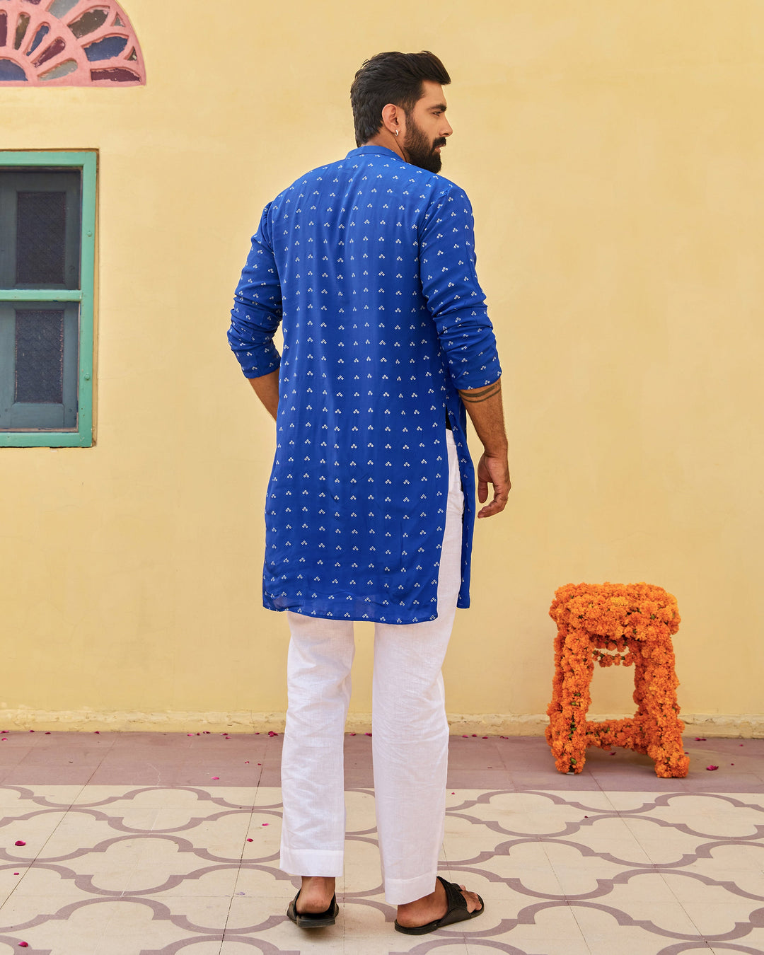 Maan Blue Bandhani Crepe Kurta
