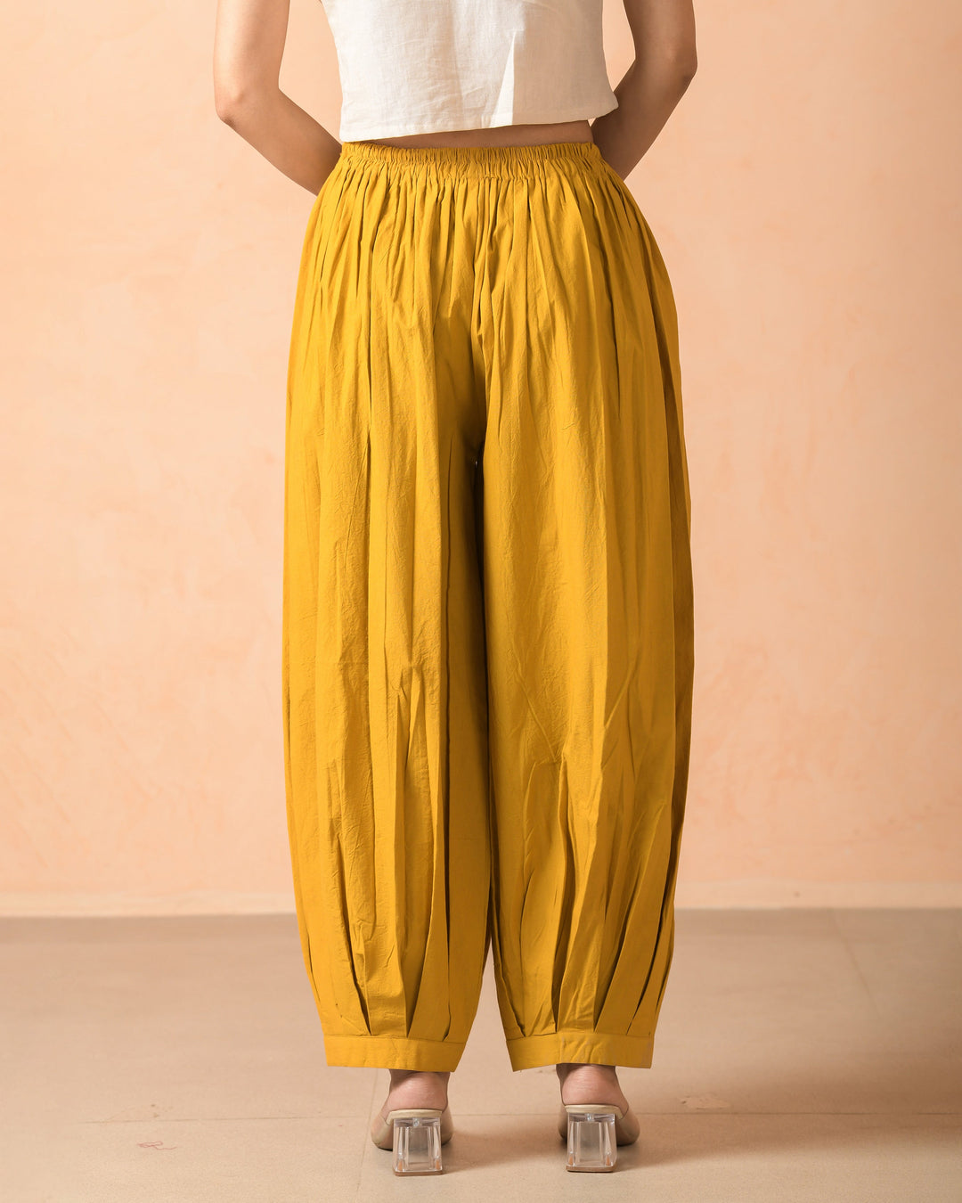 Mivra Mustard Cotton Poplin Solid Pants