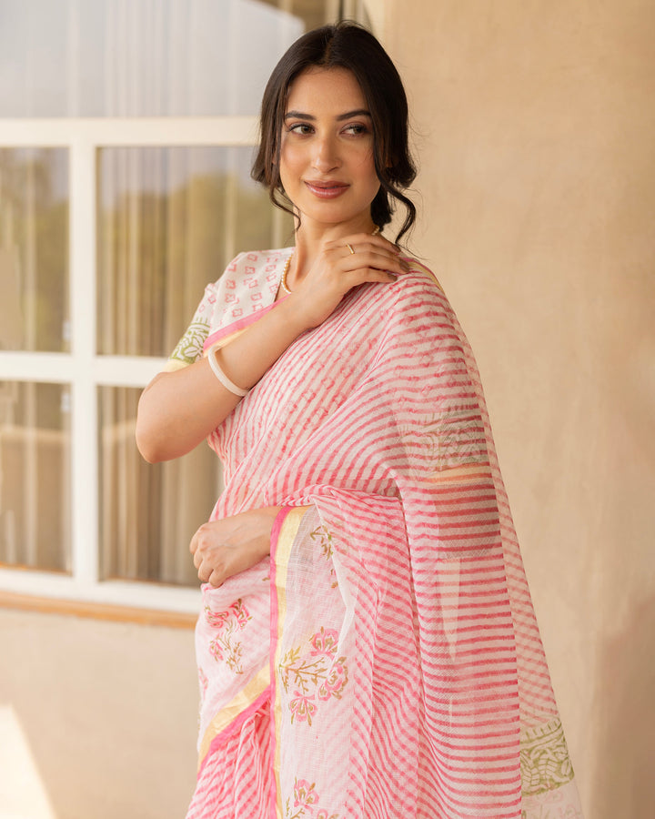 Suhana Pink Doria Printed Saree