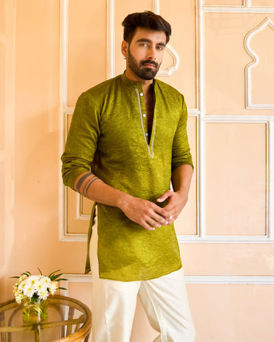 Chandraksh Green Tissue Kurta