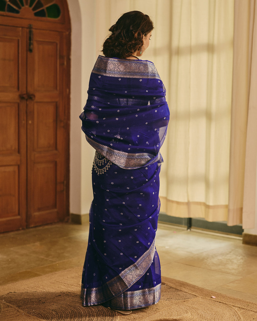 Kumudini Blue Doria Bandhej Saree