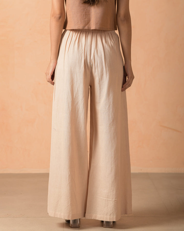 Kiva Beige Flex Solid Flared Pants