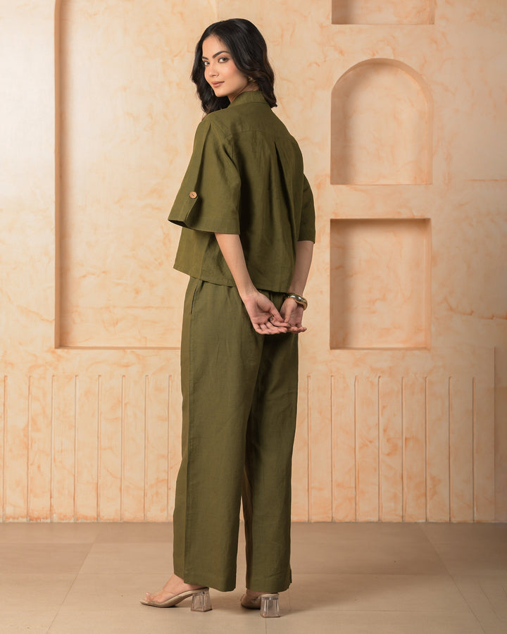 Peridot Olive Solid Cotton Flex Coord Set
