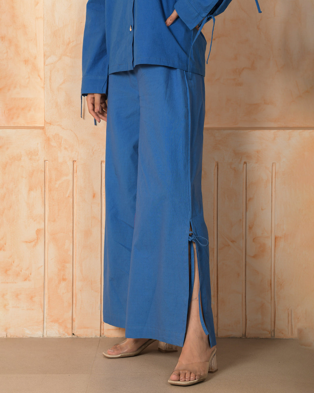 Garnet Blue Solid Cotton Coord Set