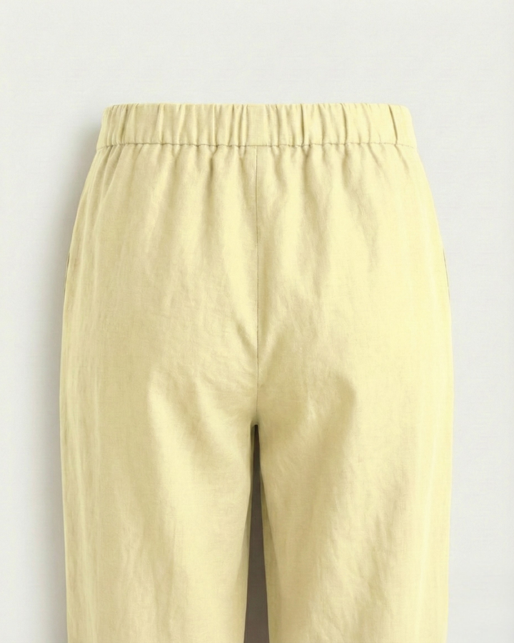 Camila yellow white Linen Straight Pants