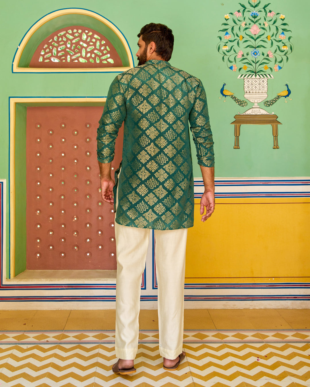 Shiv Green Jacquard Kurta