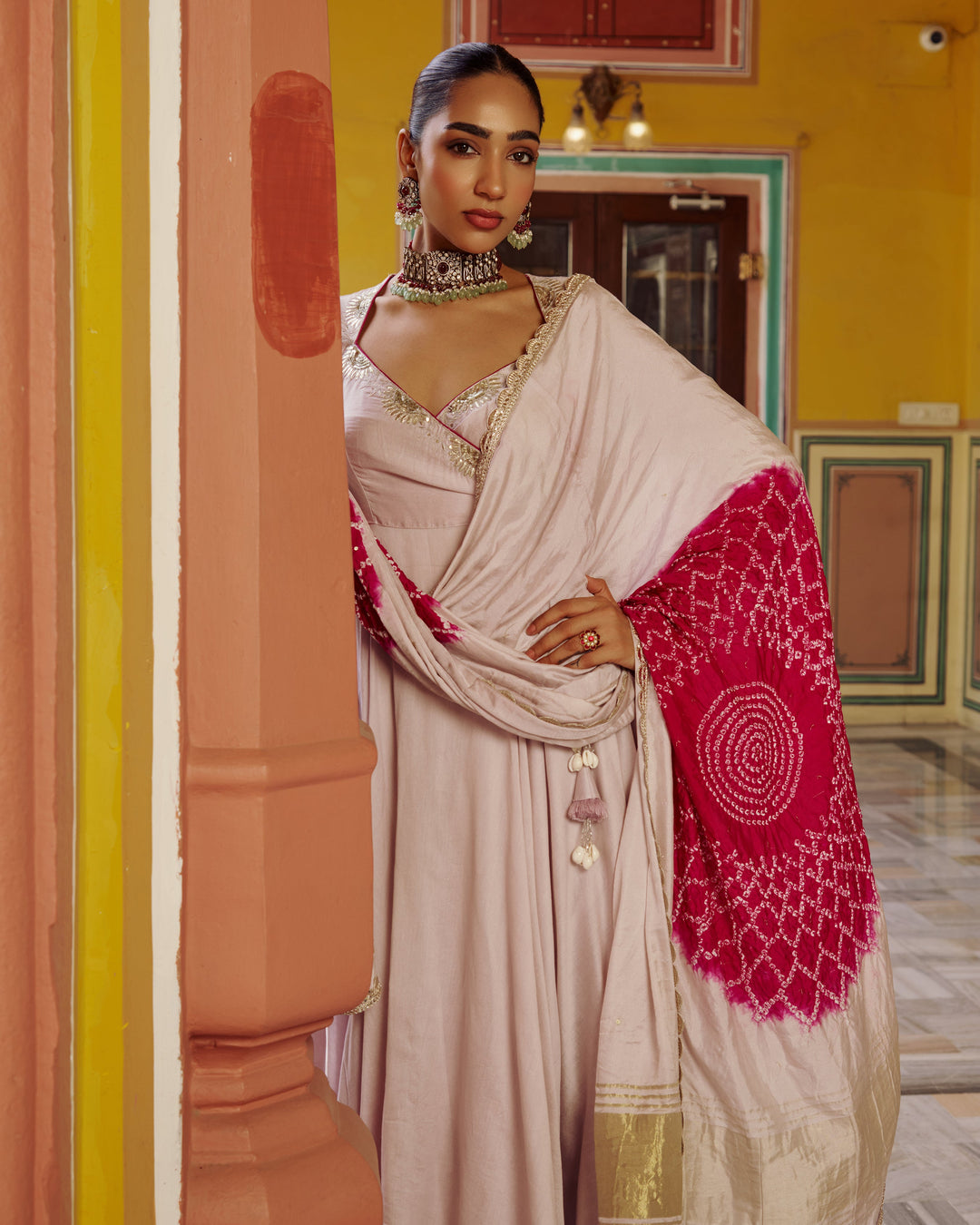 Rajya Grey Embroidered Chanderi Suit Set