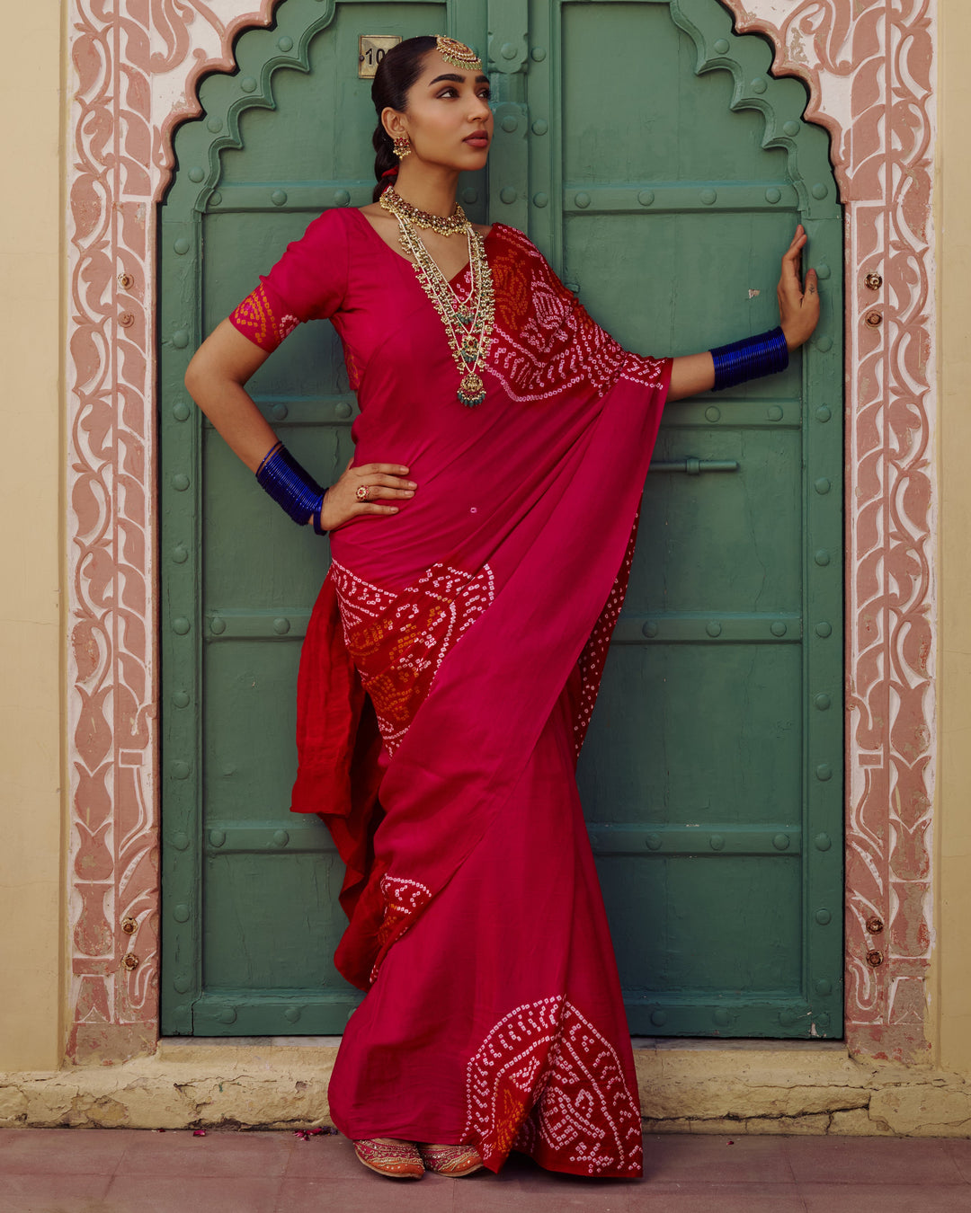 Koyal Pink Kajol Bandhej Silk Saree