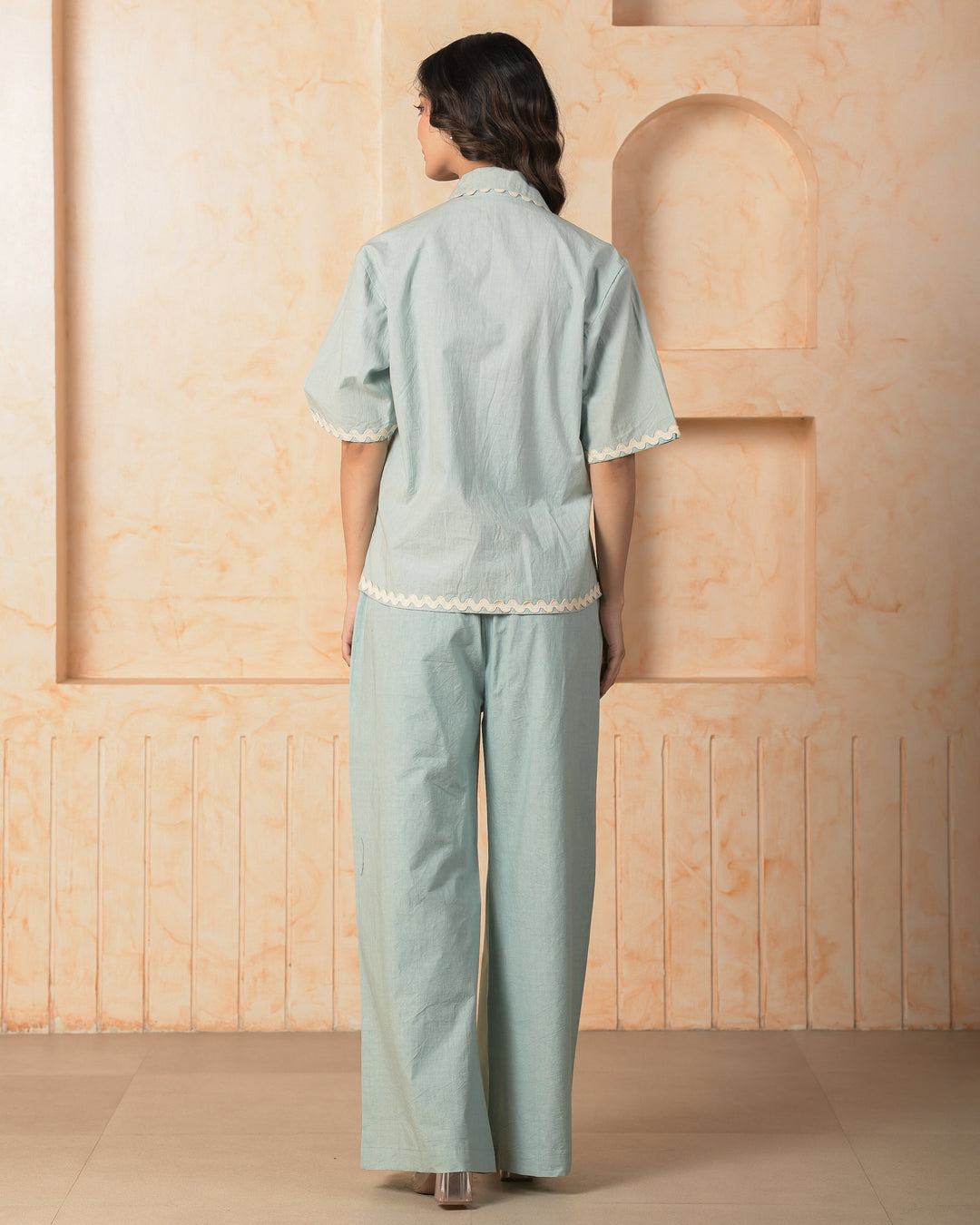 Topaz Blue Solid Cotton Coord Set