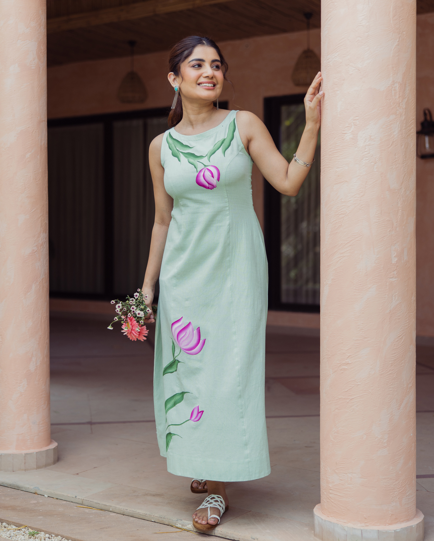 Kylie Sage Green Handpainted Flex Dress