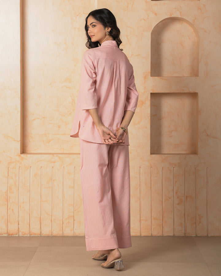 Opalyn Pink Embroidered Cotton Flex Coord Set