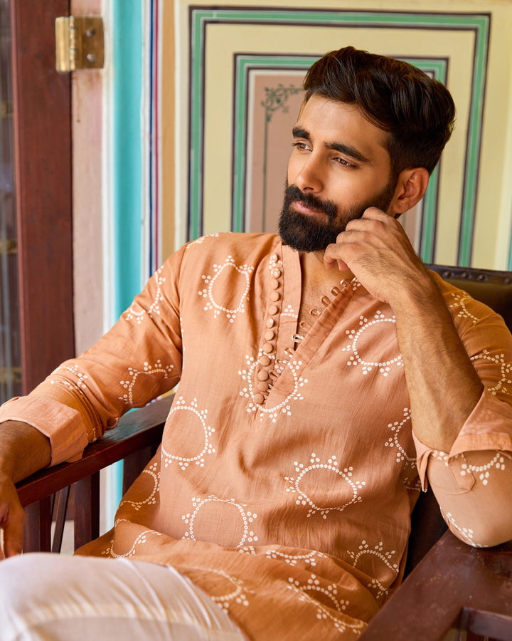 Devraj Brown Bandhani Chanderi Kurta