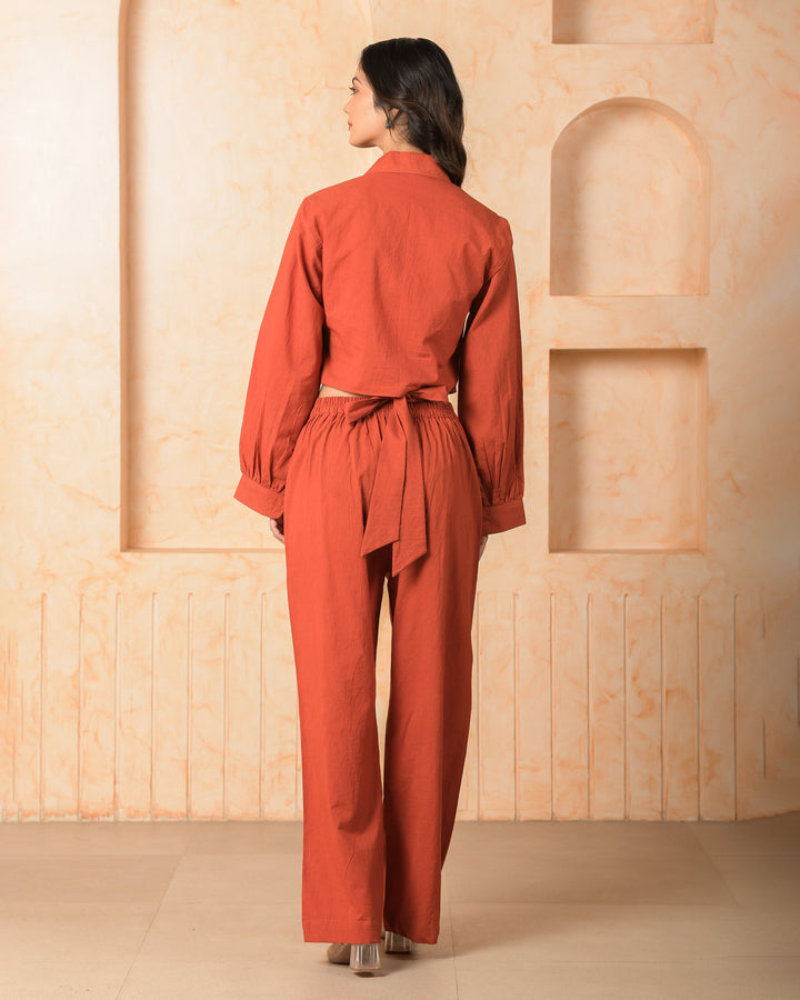Aurex Orange Solid Cotton Coord Set