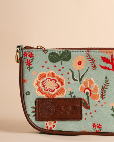 Ditsy Green Baguette Bag