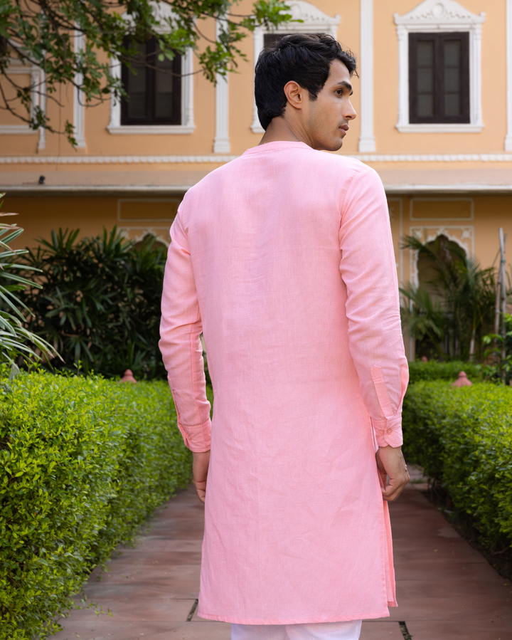 Tanishq Peach Solid Cotton Flex Kurta