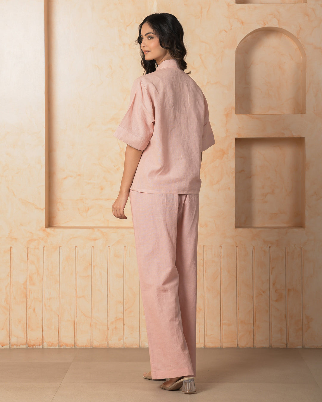 Pia Pink Solid Cotton Flex Coord Set