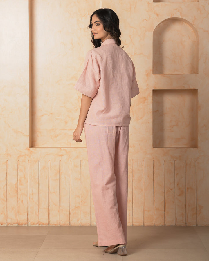 Pia Pink Solid Cotton Flex Coord Set