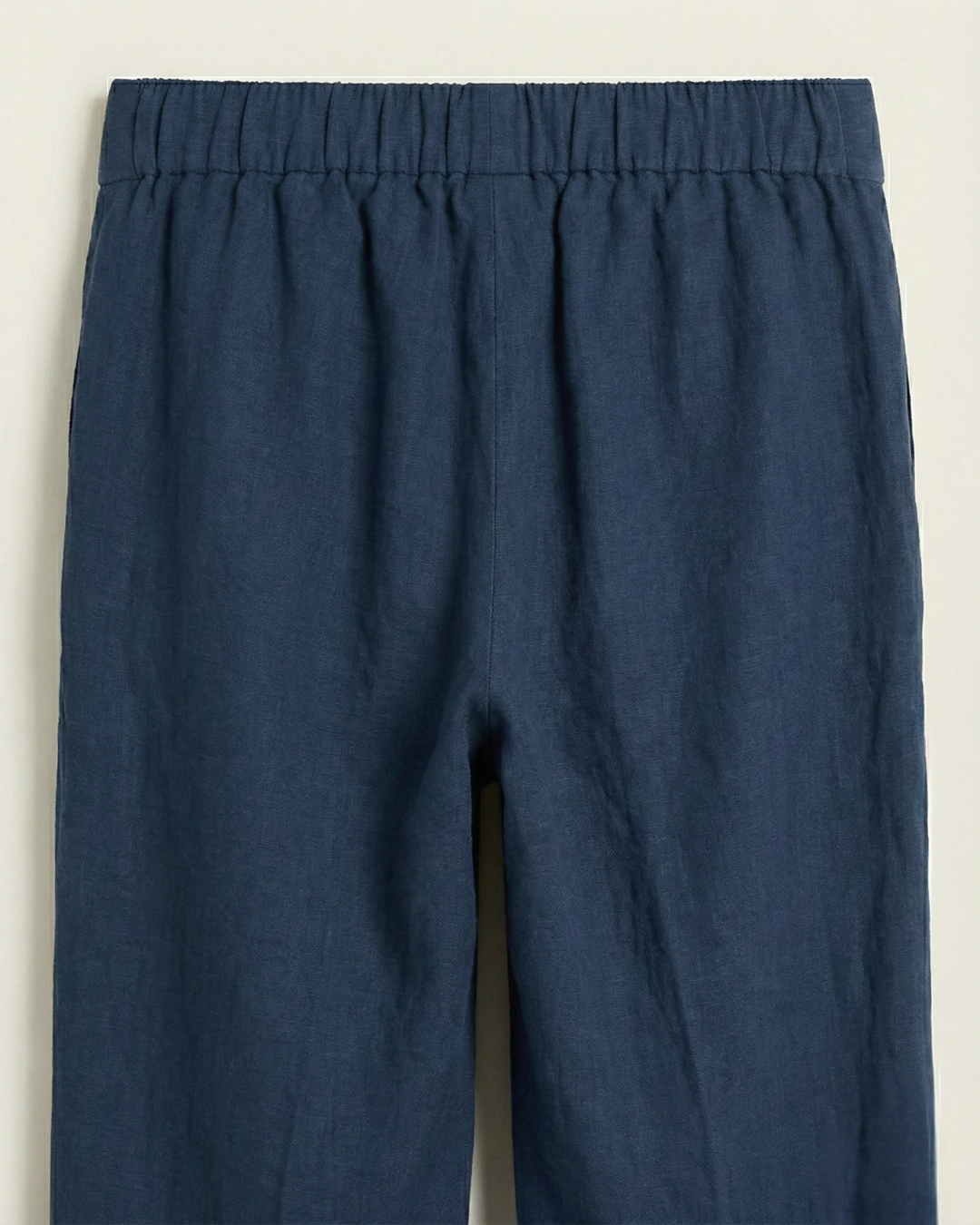 Rumy Dark Blue Linen Straight Pants
