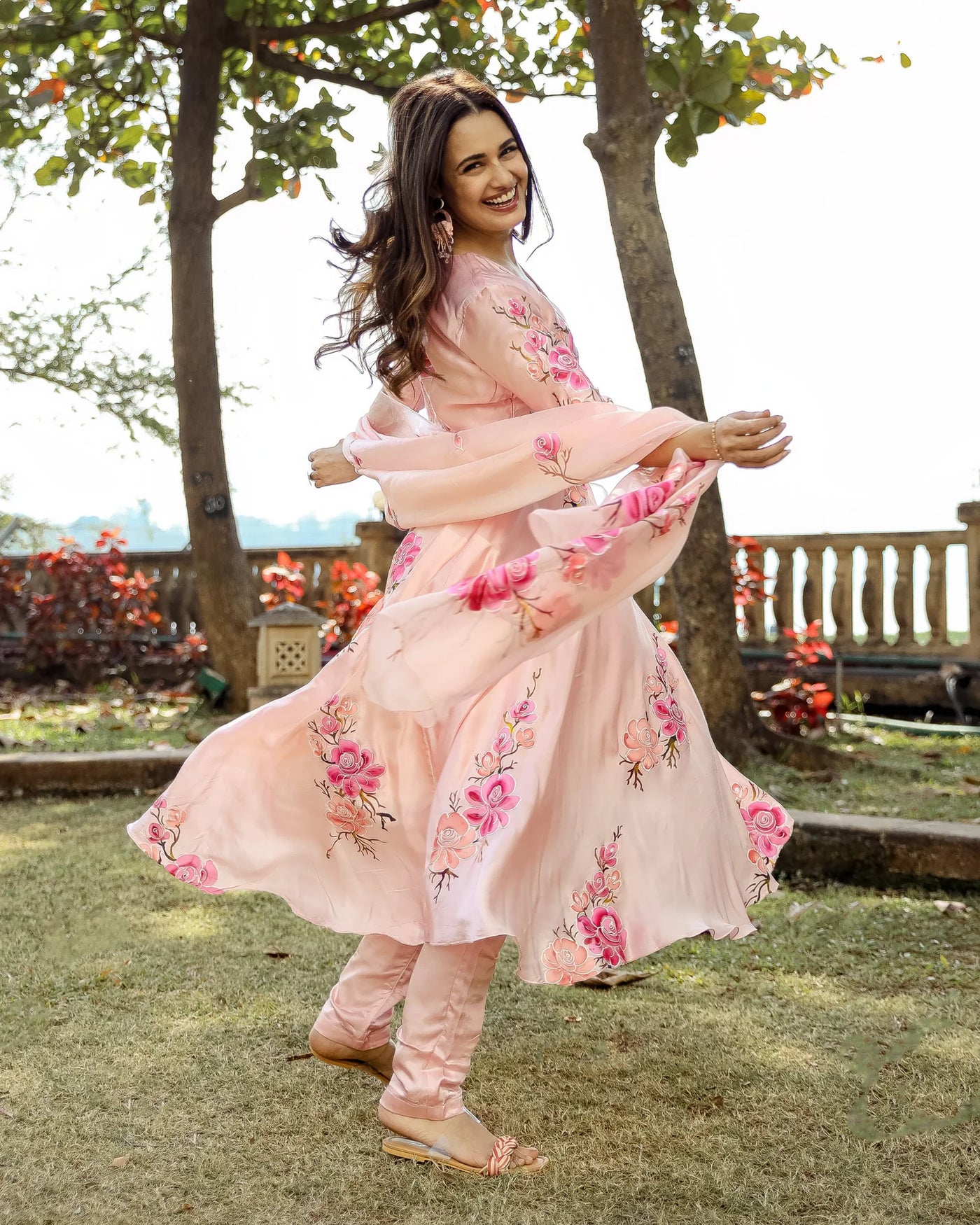 Moss Peach Handpainted Suit Set