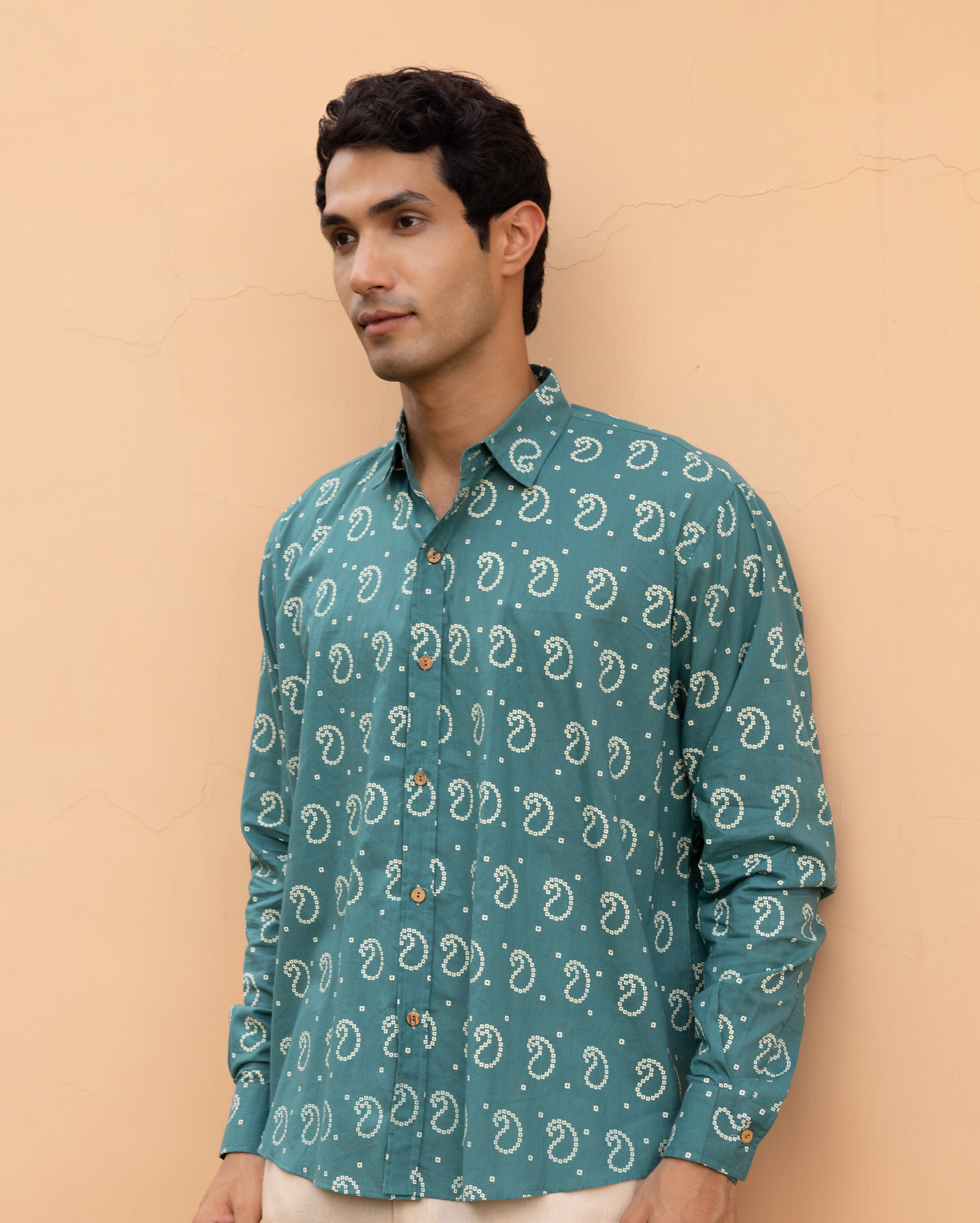 Eshaan Sage Bandhani Cotton Shirt