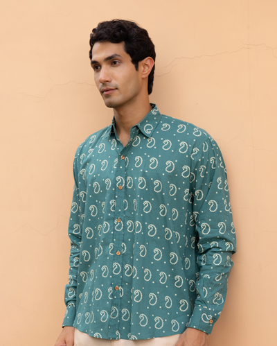 Eshaan Sage Bandhani Cotton Shirt