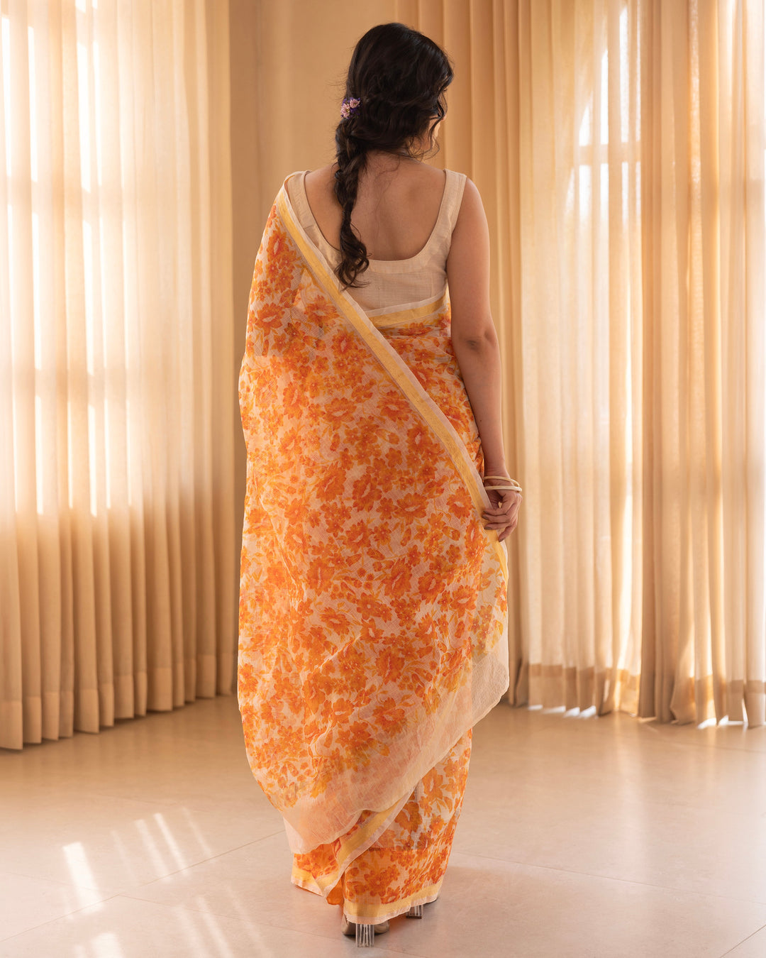 Bahar Peach Doria Printed Saree