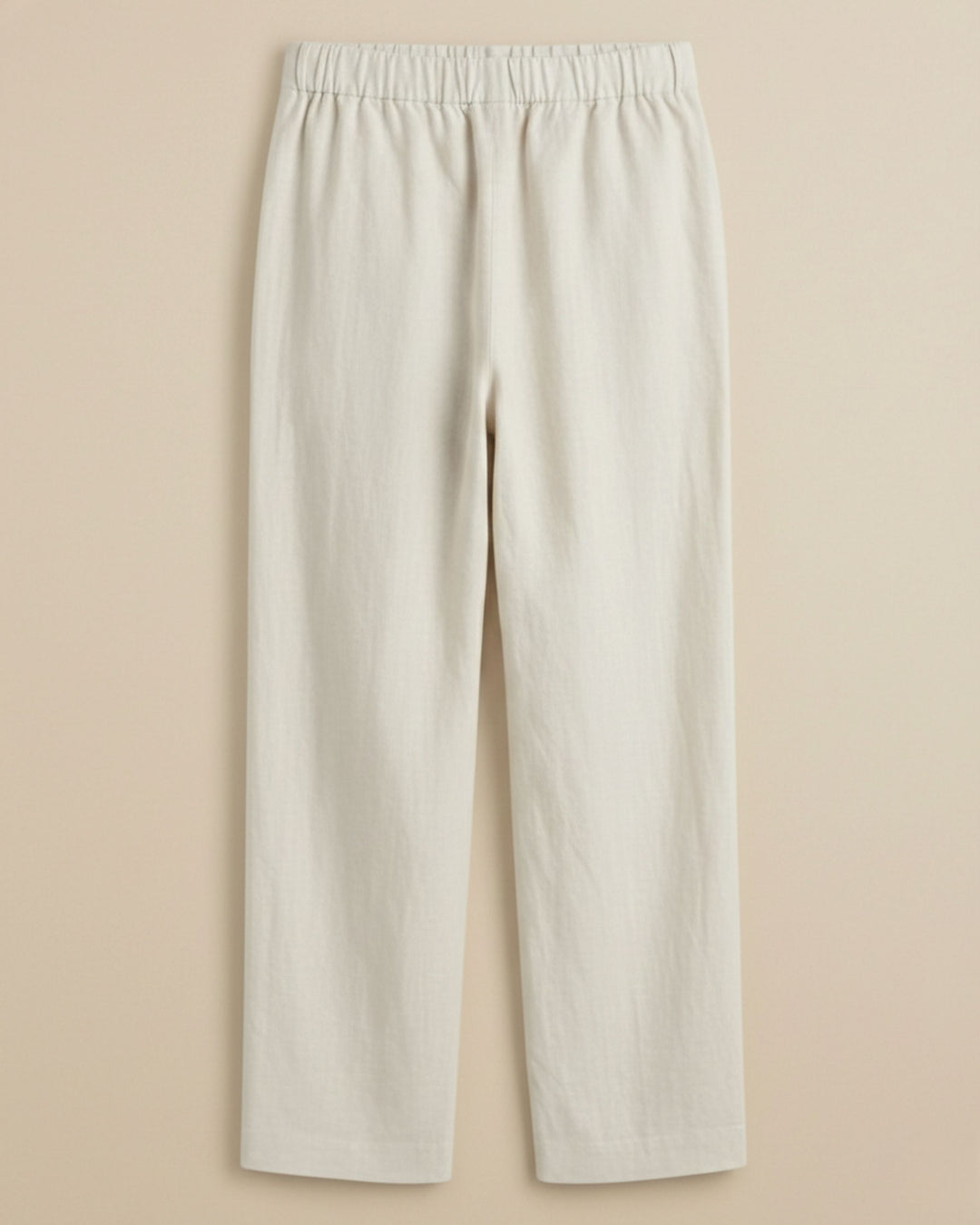 Kriya Off White Cotton Solid Straight Pants