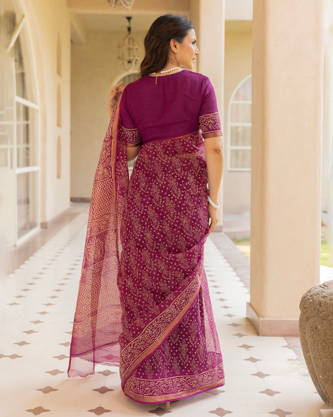 Tara Purple Doria Printed Saree