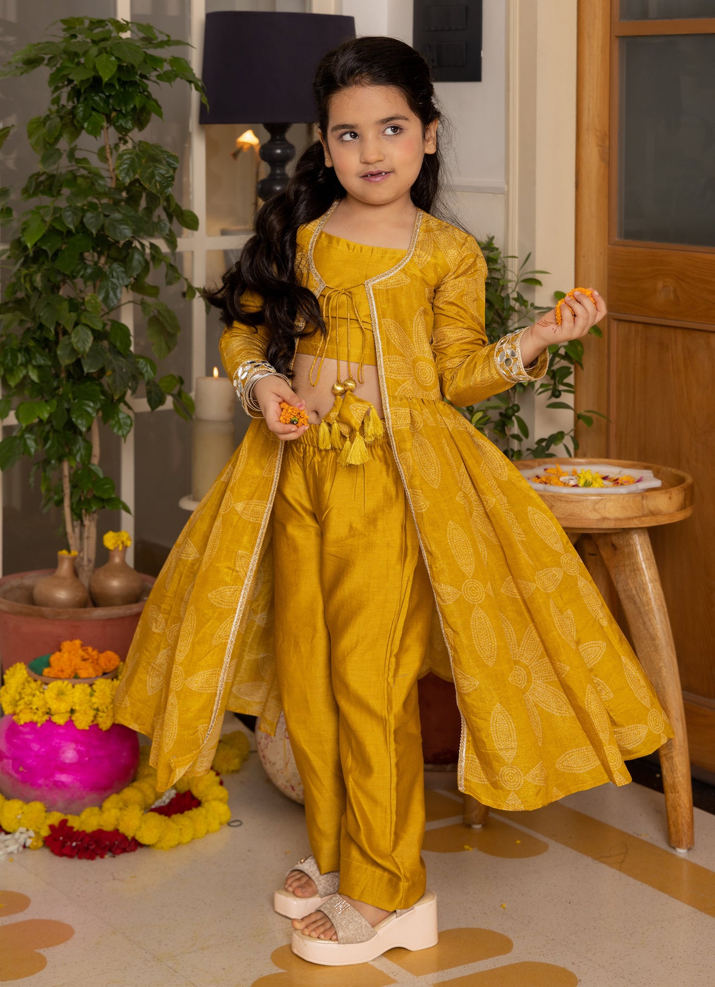 Tara Mustard Bandhani Chanderi Coord Set