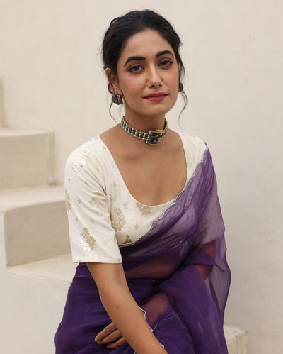 Noor White Jacquard Blouse