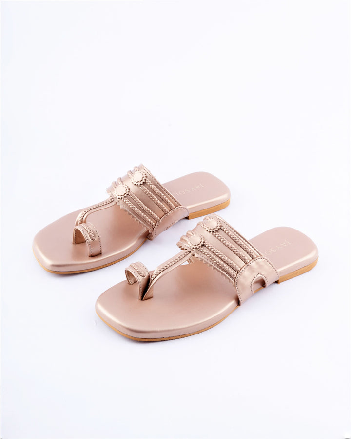 Rose Gold Solid Kolha Flats