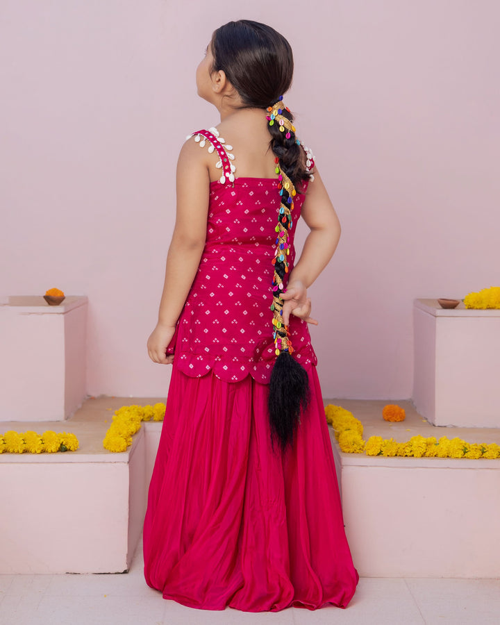 Anvi Pink Bandhani Silk Coord Set