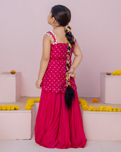 Anvi Pink Bandhani Silk Coord Set
