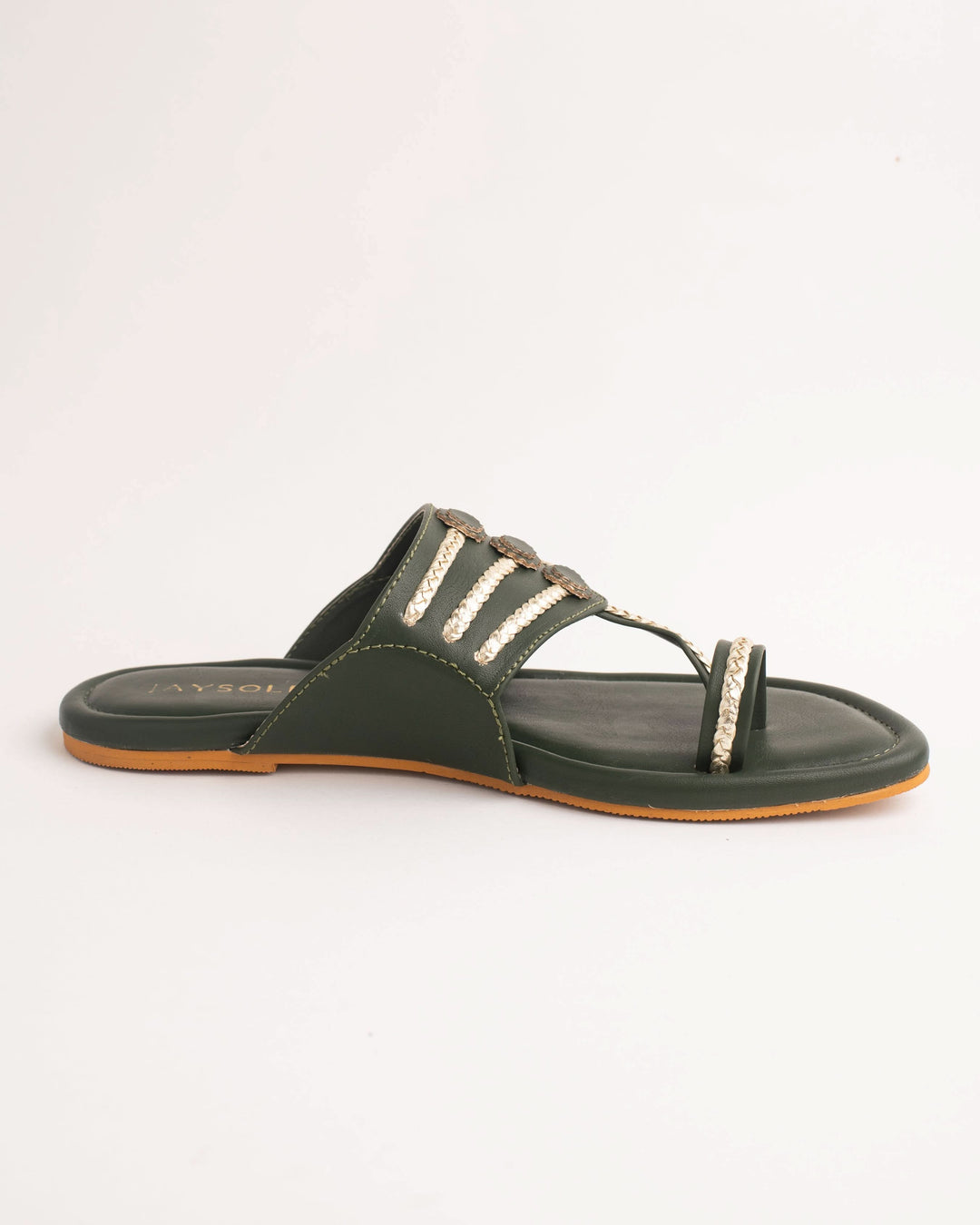 Jalsa Olive Green Kolha Flats 