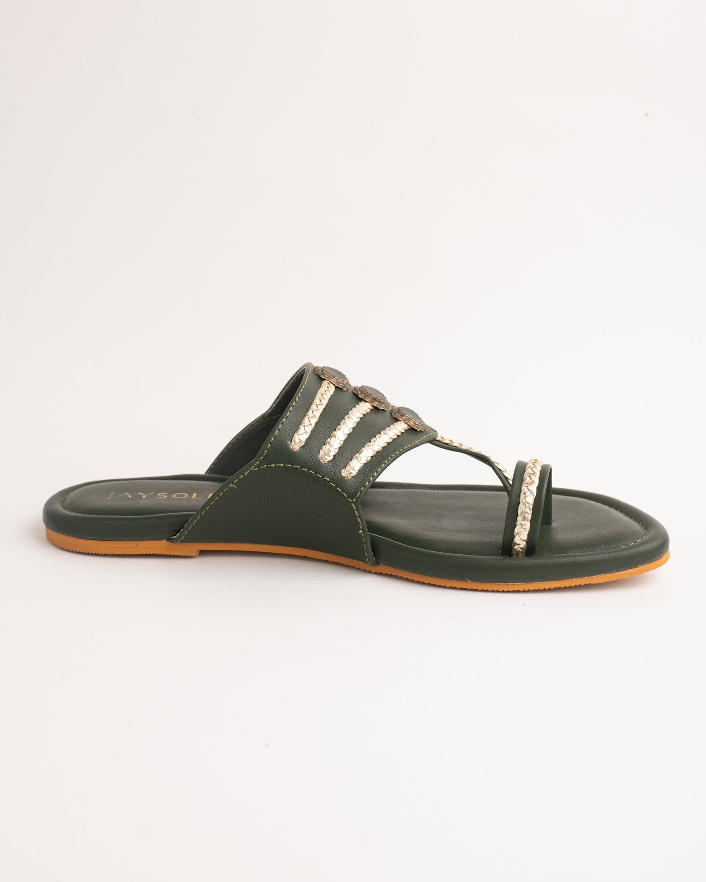 Jalsa Olive Green Kolha Flats 