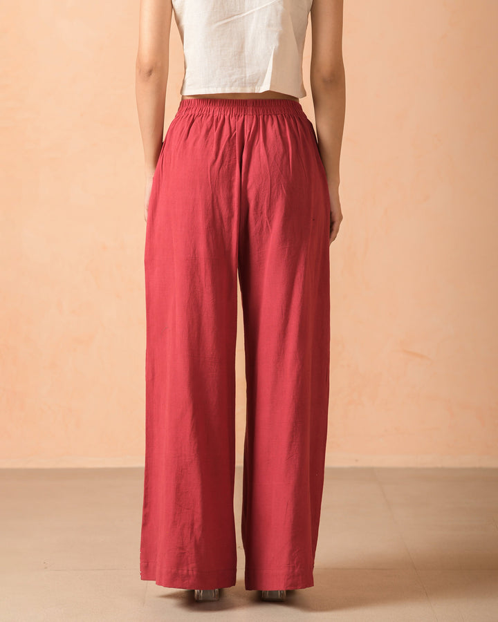 Brisa Red Flex Embroidered Flared Pants