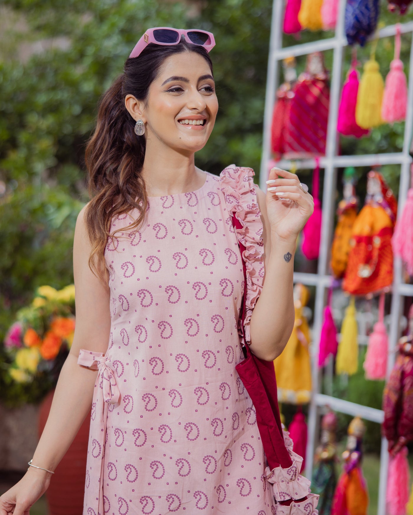 Mukti Pink Bandhani Cotton Kurta Set