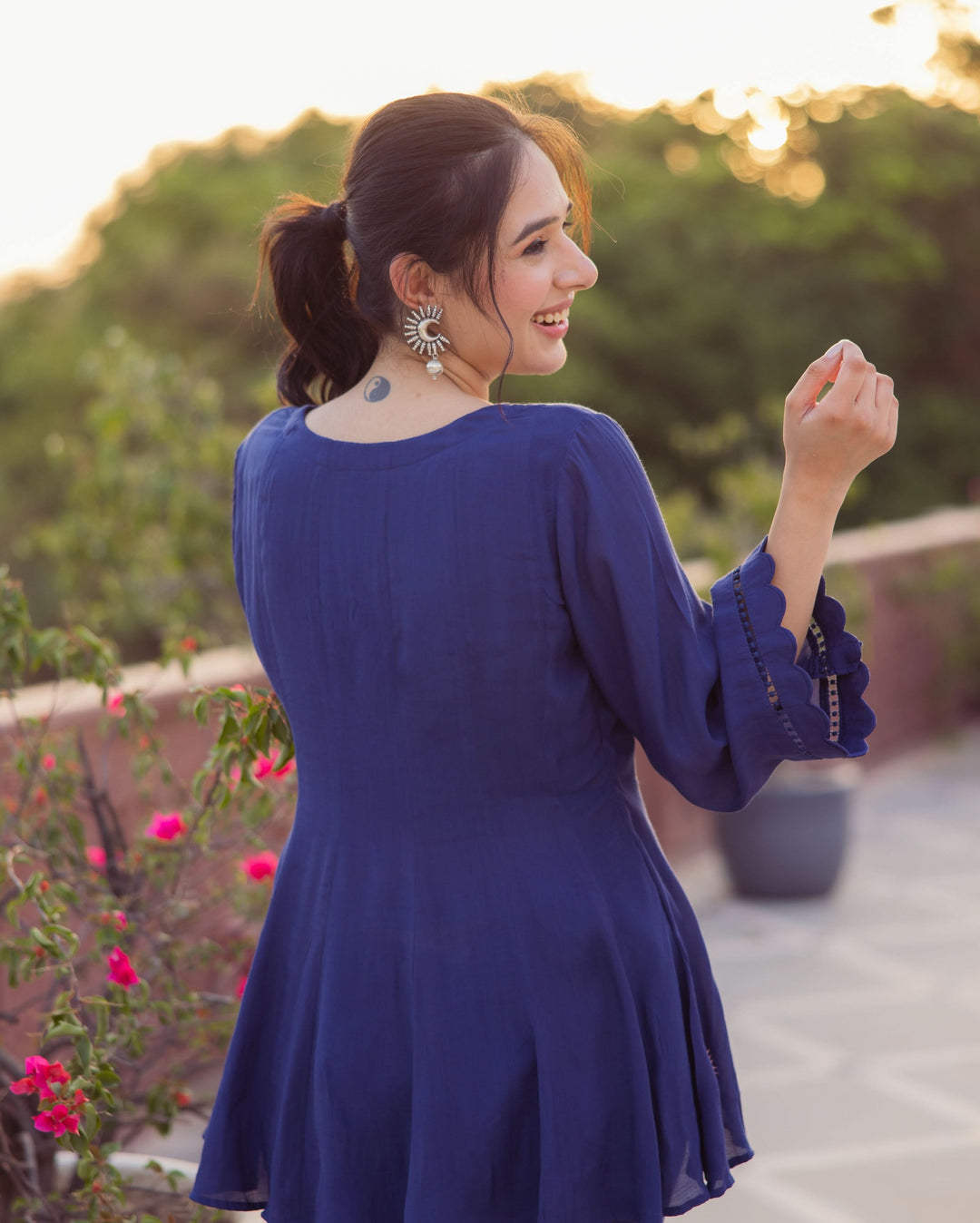 Yash Blue Embroidered Muslin Coord Set