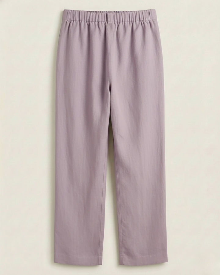 Mia Lilac Cotton Solid Straight Pants