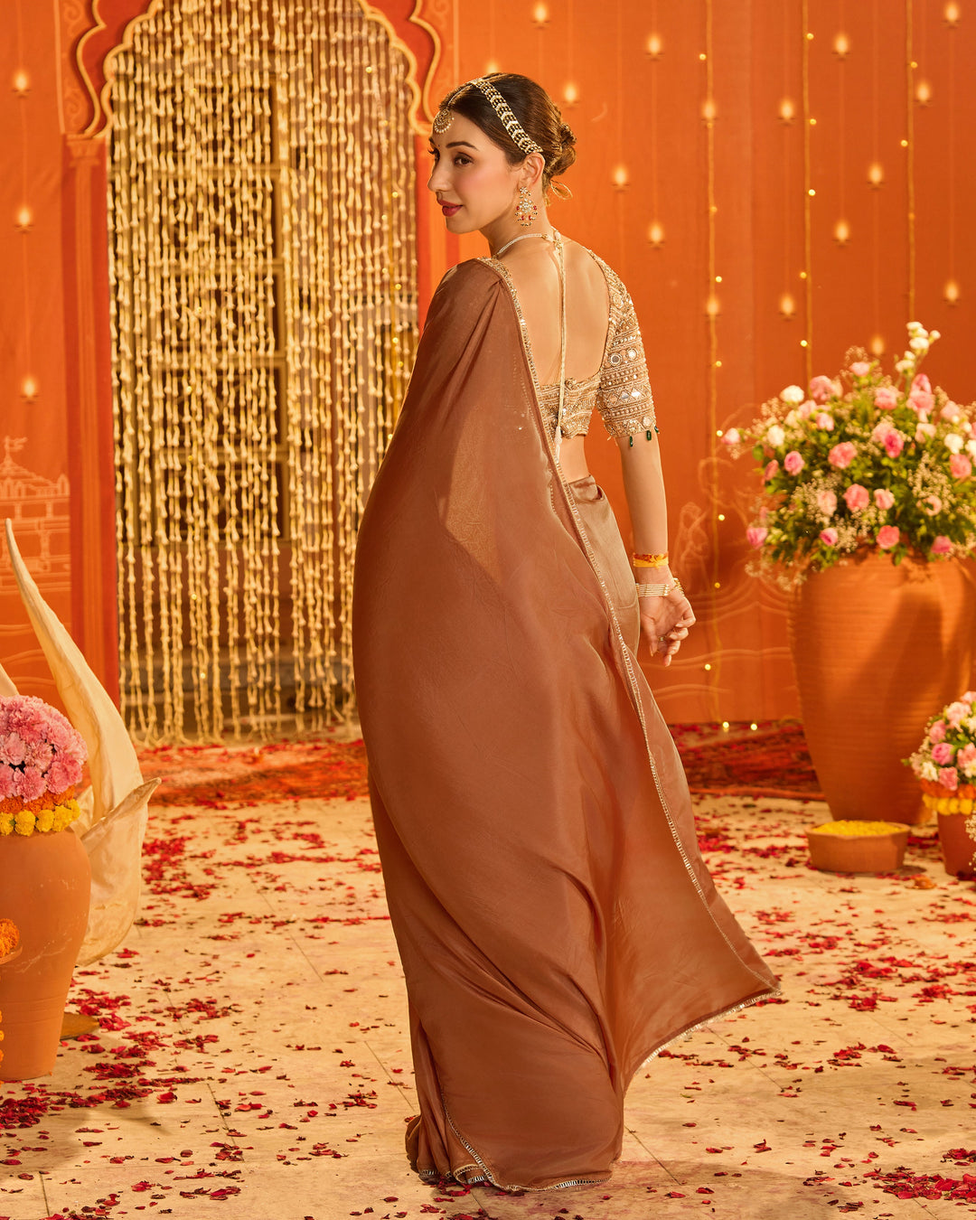 Lakshmika Brown Silk Saree