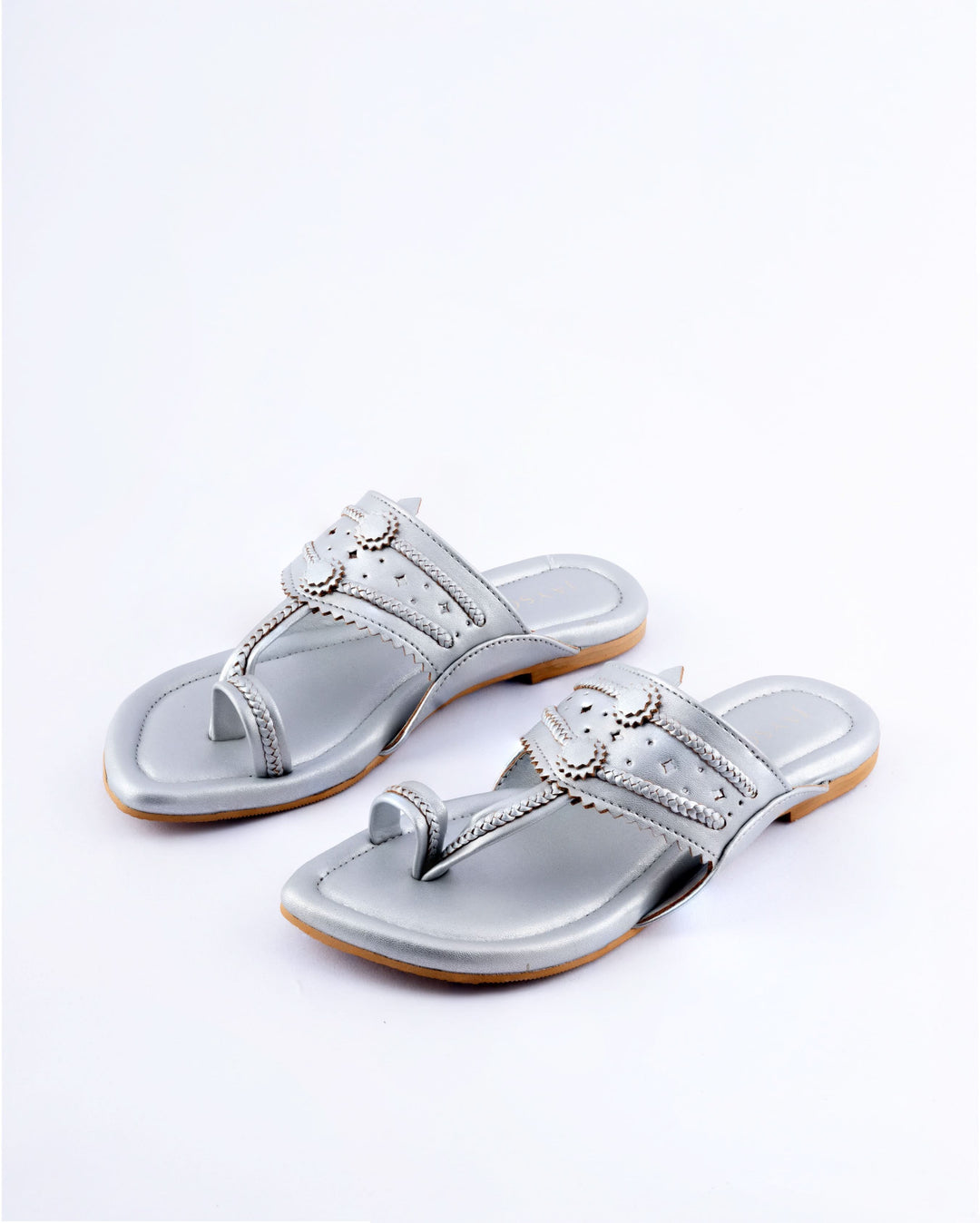 Silver Solid Kolha Flats