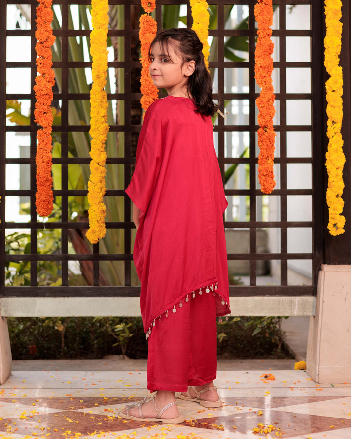 Rosy Reverie Red Satin Coord Satin