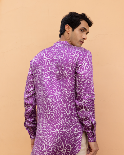 Anvay Purple Bandhani Satin Kurta