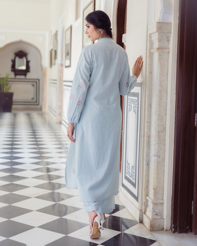 Dazzle Blue Embroidered Flex Kurta Set