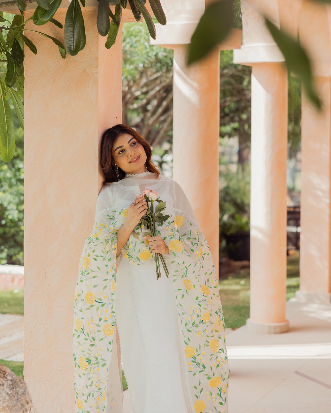 Swirl Off White Handpainted Chanderi Suit Set