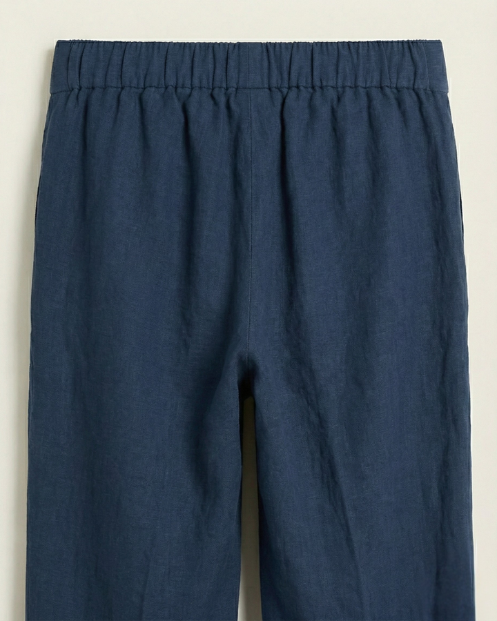 Zareen Dark Blue Cotton Flex Straight Pants